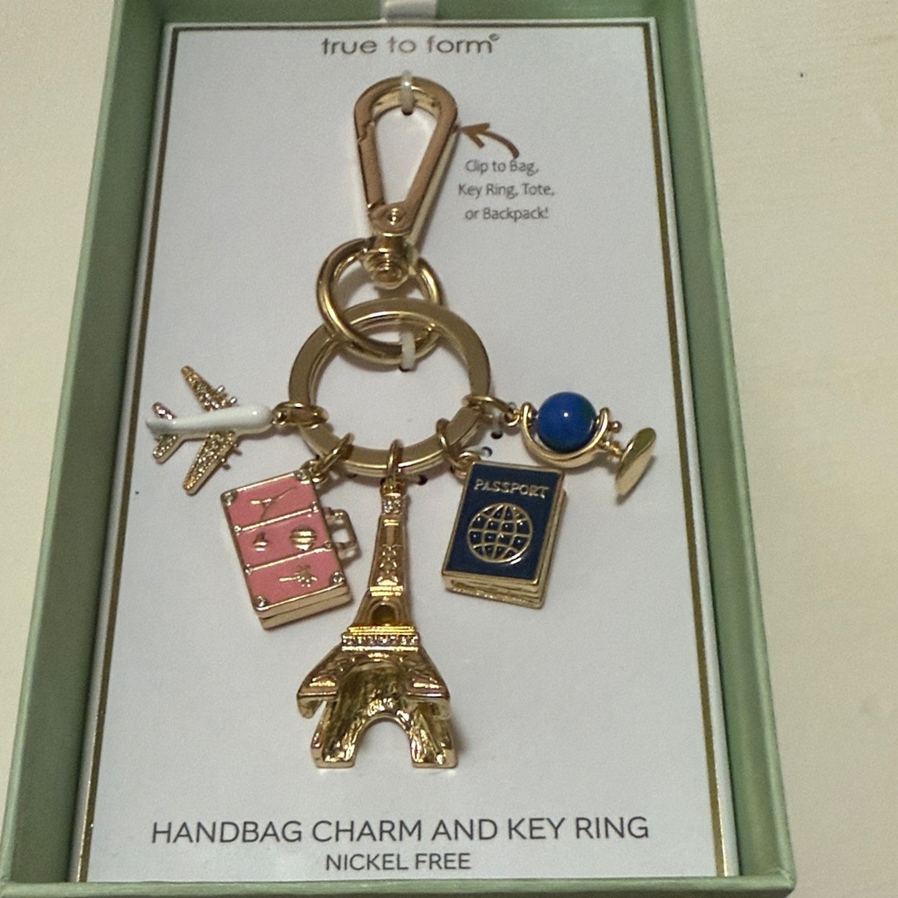 True to Form Gold and Pink Handbag Charm and Key Ring